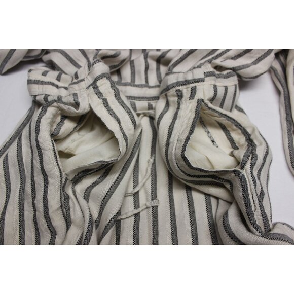 Lou & Grey LOFT women's striped drop waist roll tab utility shirt dress M - Picture 6 of 8